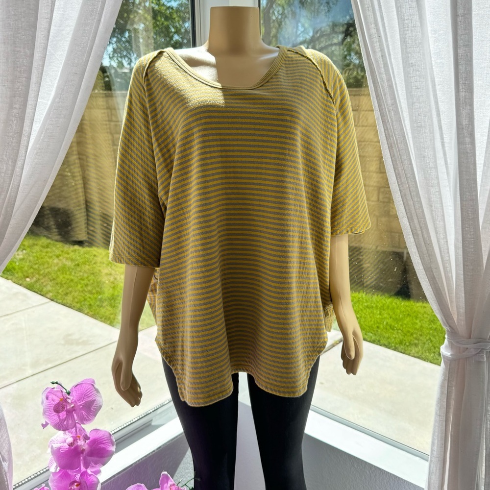 NORTH STAR BASE Striped Oversized Asymmetrical Tunic Top Size M Medium MSRP $120